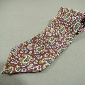 Bellini tie Necktie Mens Silk Paisley Red Design 3.5" Width